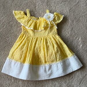 2T Flower 🌻 Dress Bonnie Jean Yellow with White Trim and Daisy 🌼